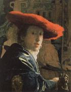 Jan Vermeer the girl with the red hat oil